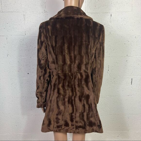 Alfani brown faux fur texture soft mid length lined collared coat jacket MP - Picture 5 of 12